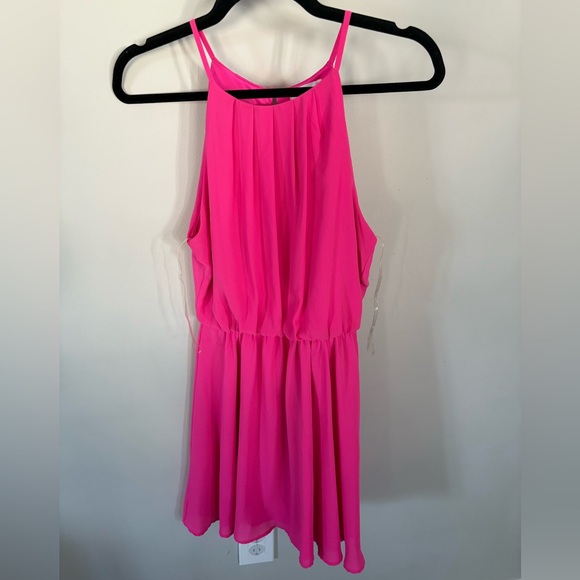Women’s Lush Hot Pink flowy Halter Dress, M, like-new - Picture 2 of 7